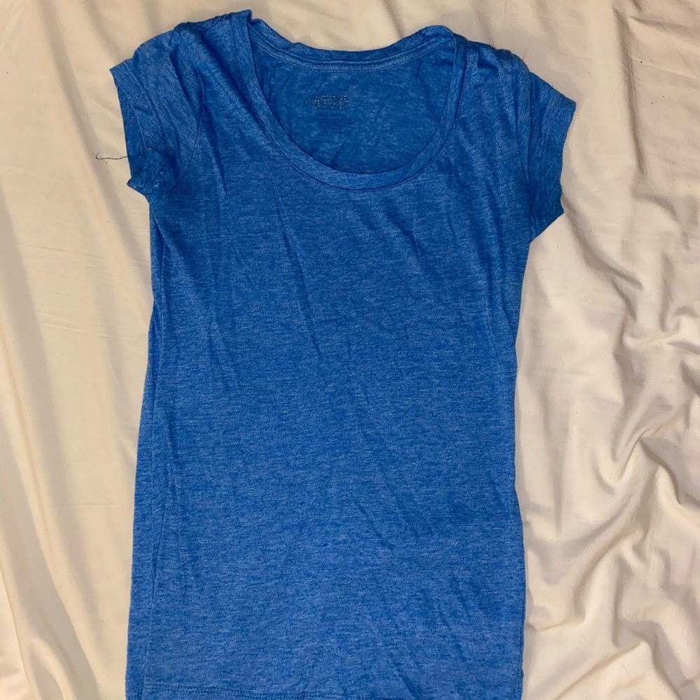 Blue Scoop Neck Tee Shirt